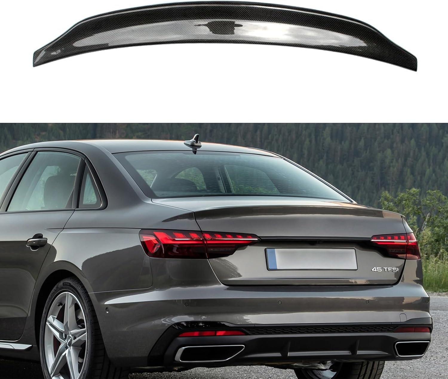 Carbon Fiber Rear Spoiler Compatible with Audi A4 B9 4-Door Sedan 2016-2022 Rear Trunk Lip Spoiler Wing Vehicle Body Styling Kit