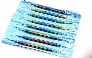 German Multi Color 8 Pc PERIODONTAL Hollow Gracey Curette Set Dental Instruments