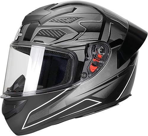 Casco de motocicleta de cara completa para adultos con aprobación DOT, Casco de bicicleta de calle aerodinámico y ligero para hombres y mujeres,