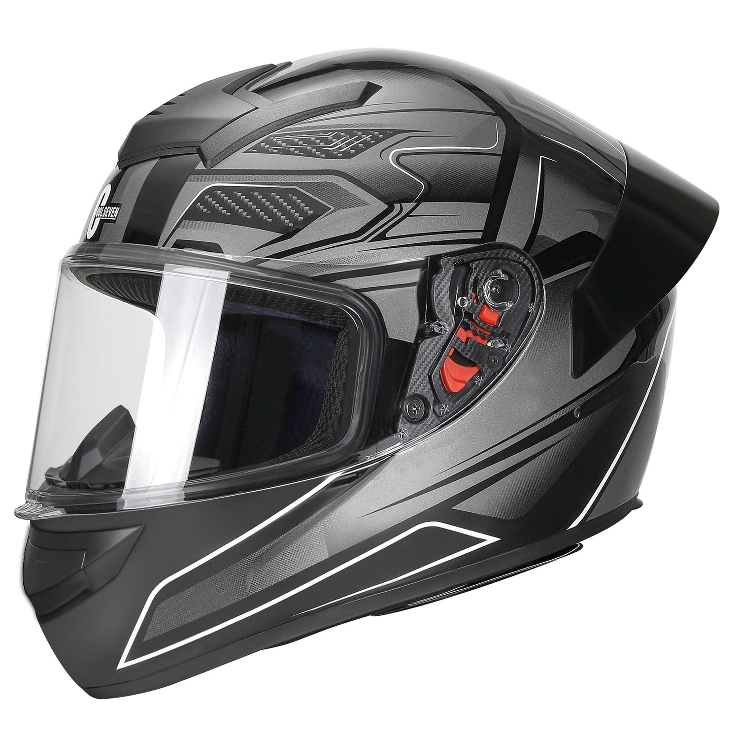 Full Face Motorcycle Helmet for Adults with DOT Approved, Grey Lightweight Aerodynamic Street Bike Helmet for Men and Women, Three Layers Protection