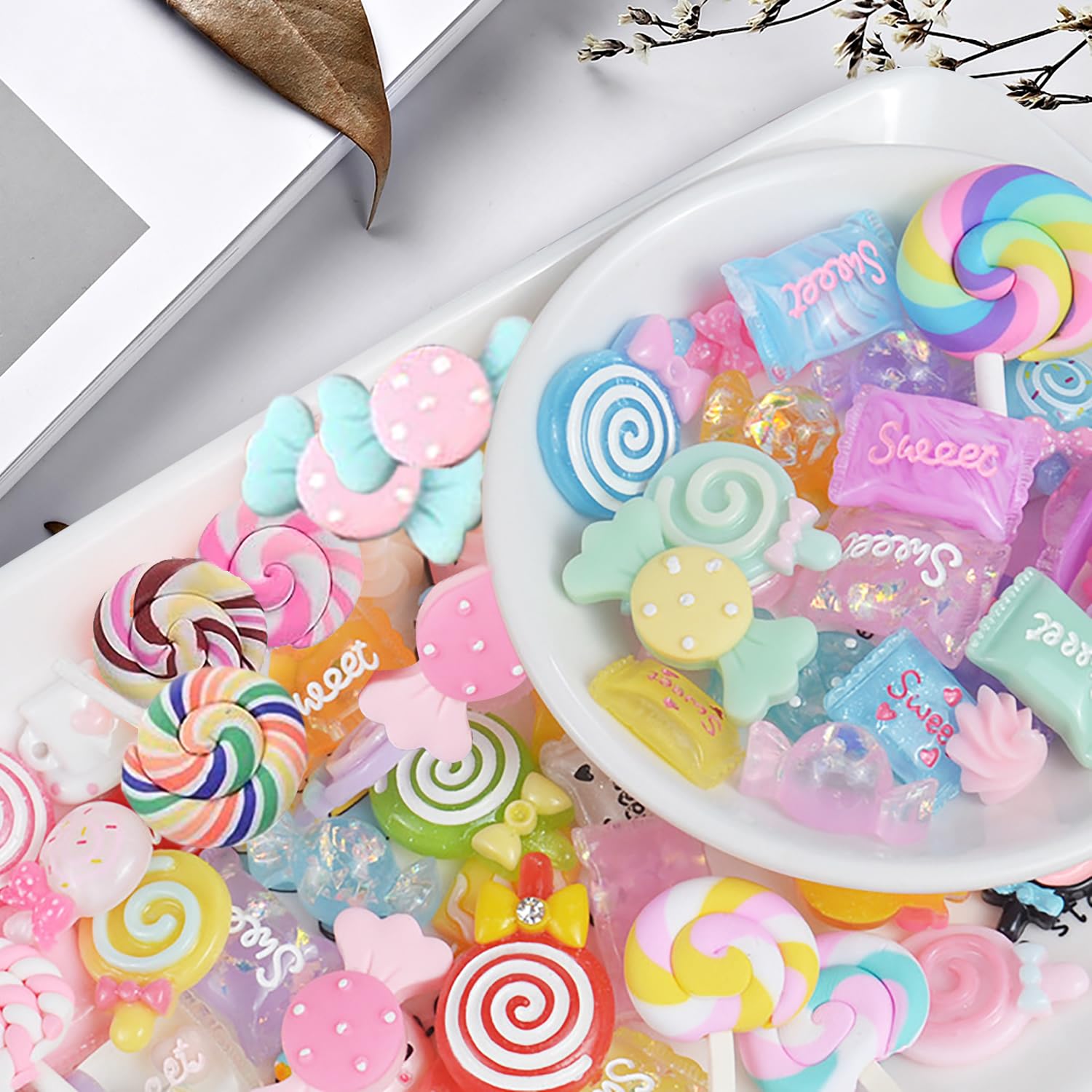 Amazon.co.jp: デコパーツ【50個セット】樹脂製 ヘアピンパーツ 