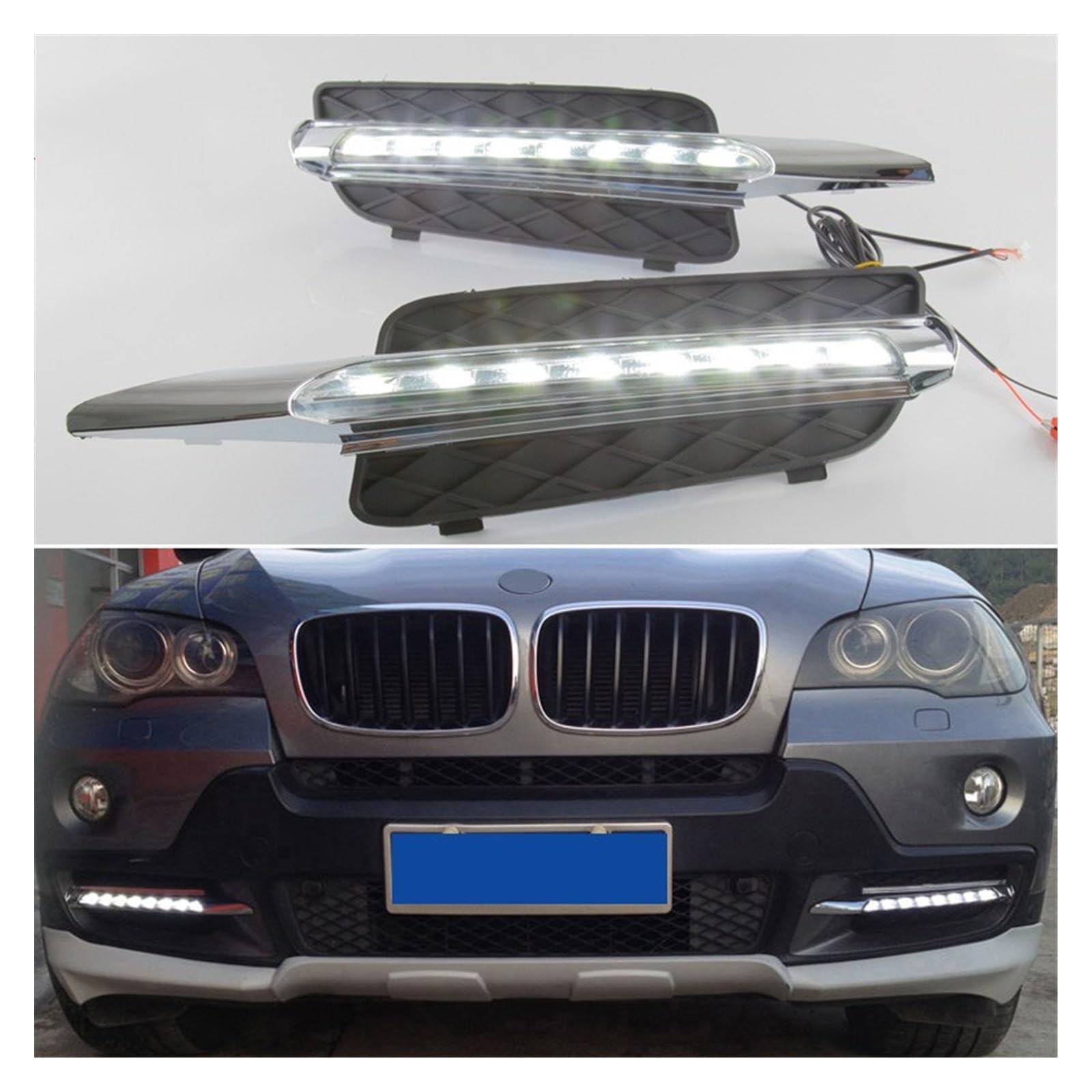 luz antiniebla Coche LED DRL Para X5 E70 2007 2008 2009 2010 12V Luces De Circulación Diurna Con Atenuación Automática Faro Antiniebla Para Coche