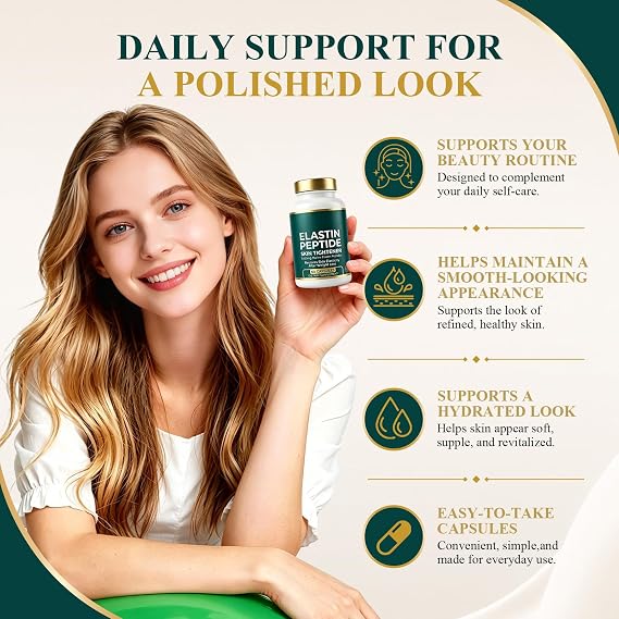Elastin Peptide Skin Tightening supplement, Skin Elasticity, Easy Daily Routine, 60 Count