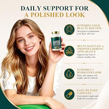 Elastin Peptide Skin Tightening supplement, Skin Elasticity, Easy Daily Routine, 60 Count