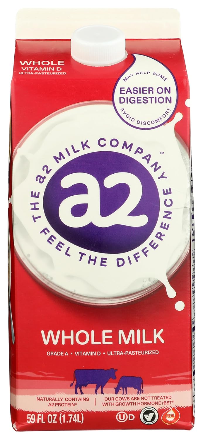 a2 Milk Whole Milk - Only A2 Protein for Easier Digestion, No rBST, Animal Welfare Certified