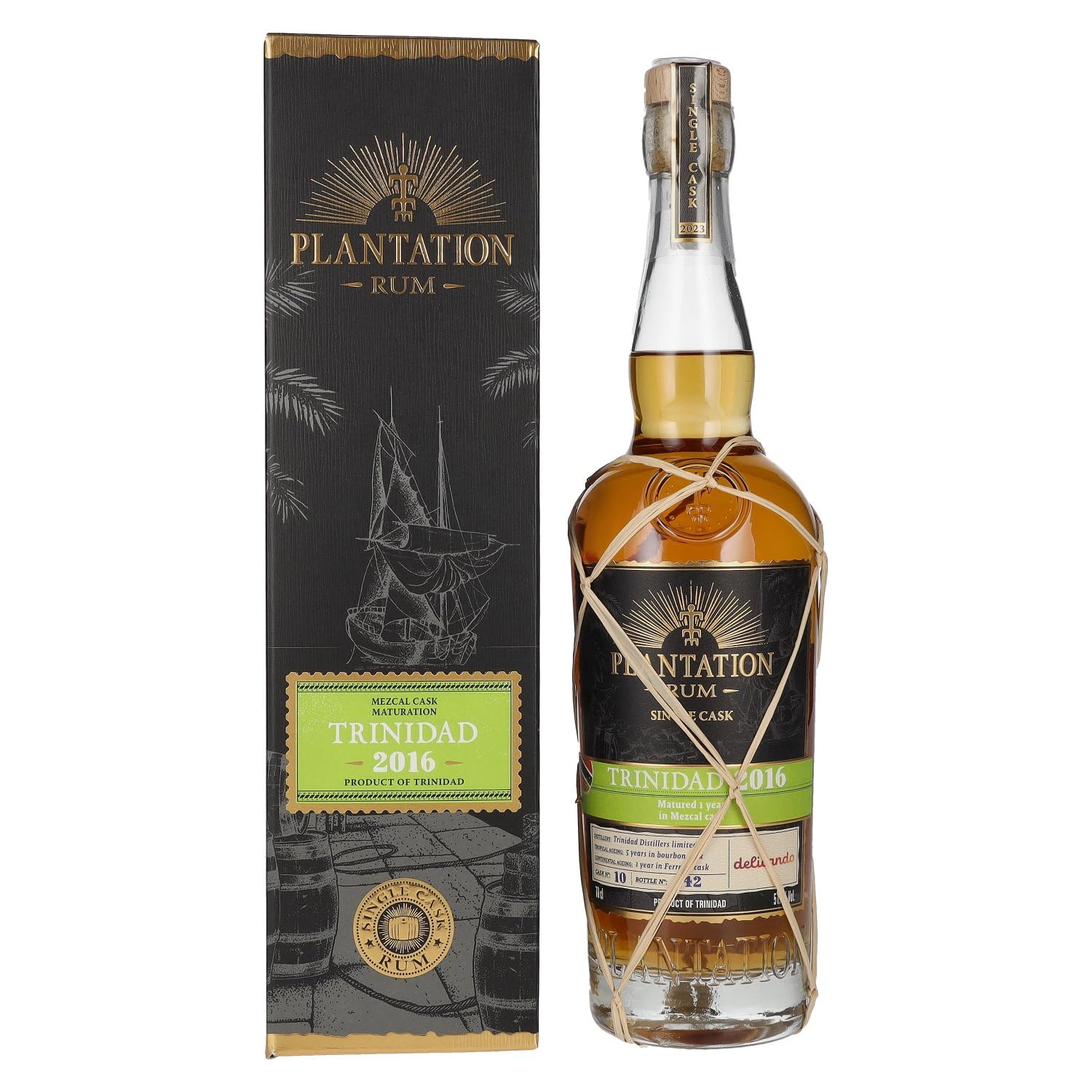Plantation Rum TRINIDAD 2016 Single Cask Mezcal Finish by delicando 2023 51,1% Vol. 0,7l in Geschenkbox