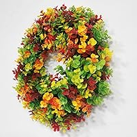 Vista 5 de Decoración de otoño – Corona artificial de otoño de 16 pulgadas – Decoraciones de otoño para Acción de Gracias, Halloween, granja, cosecha