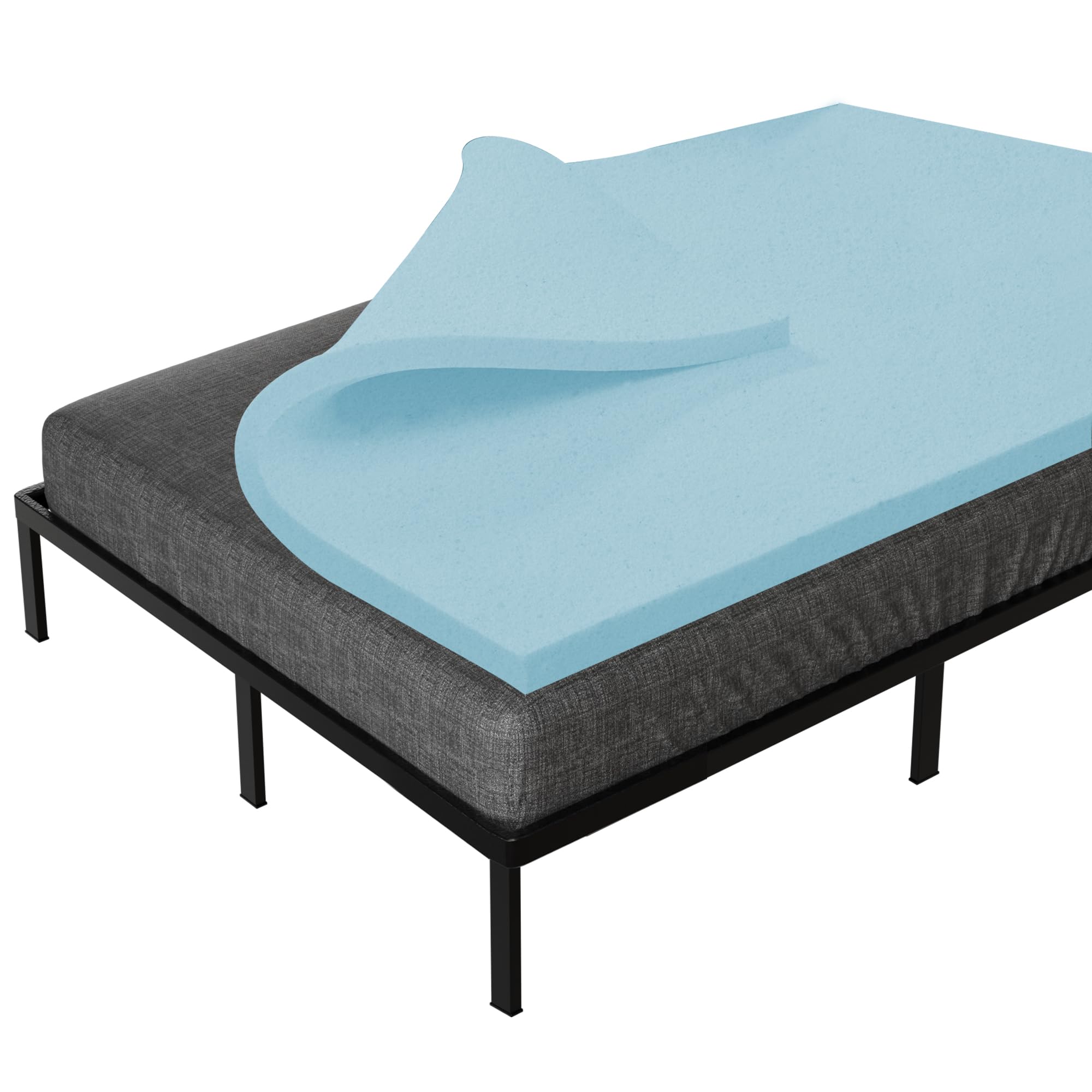 Treaton 1-Inch Gel Memory Foam Mattress Topper CertiPUR-US Certified for Superior Comfort and Support Twin Blue