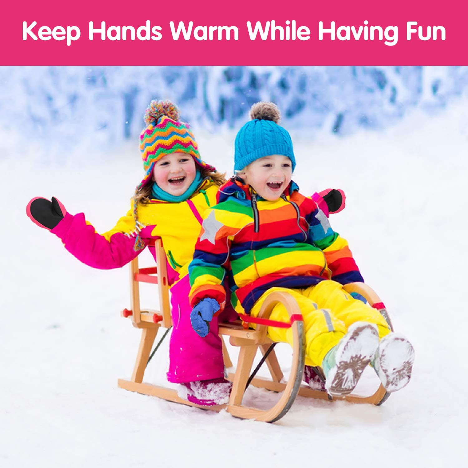 MoKo Guanti da Sci per Bambini, Guanti Indernale Antivento Impermeabile Guanti Termici Caldi per Sci, Ciclismo, Snowboard, Attività Outdoor per Bambini Bambine