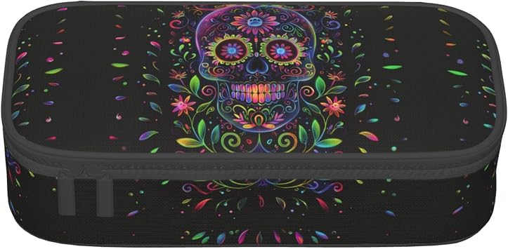 Skull Pencil Case Big Capacity Pen Case Stationery Pencil Pouch Aesthetic with Zipper for Supplies Office College Adults