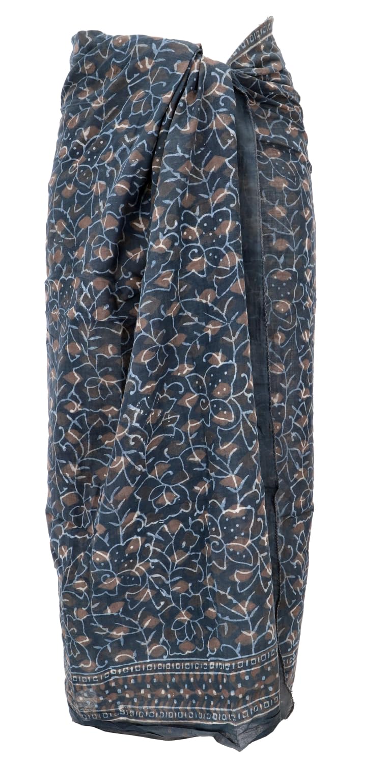 GURU SHOP Leichter Pareo Schal, Sarong, Handbedrucktes Baumwolltuch, Herren/Damen