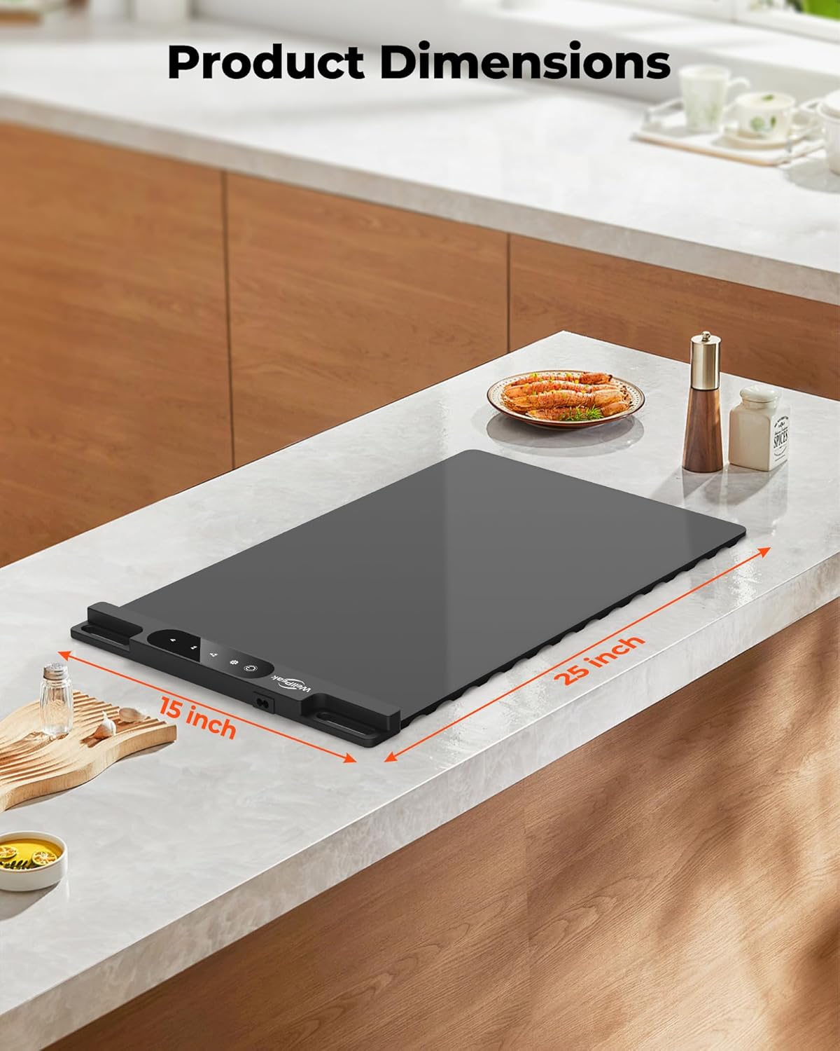 Electric Warming Mat for Food - Full Surface Fast Heating Silicone Tray with 3-Level Temperature, Auto-Off, Raised Feet for Table Protection, Versatile Warmer for Gatherings, Parties, Buffets