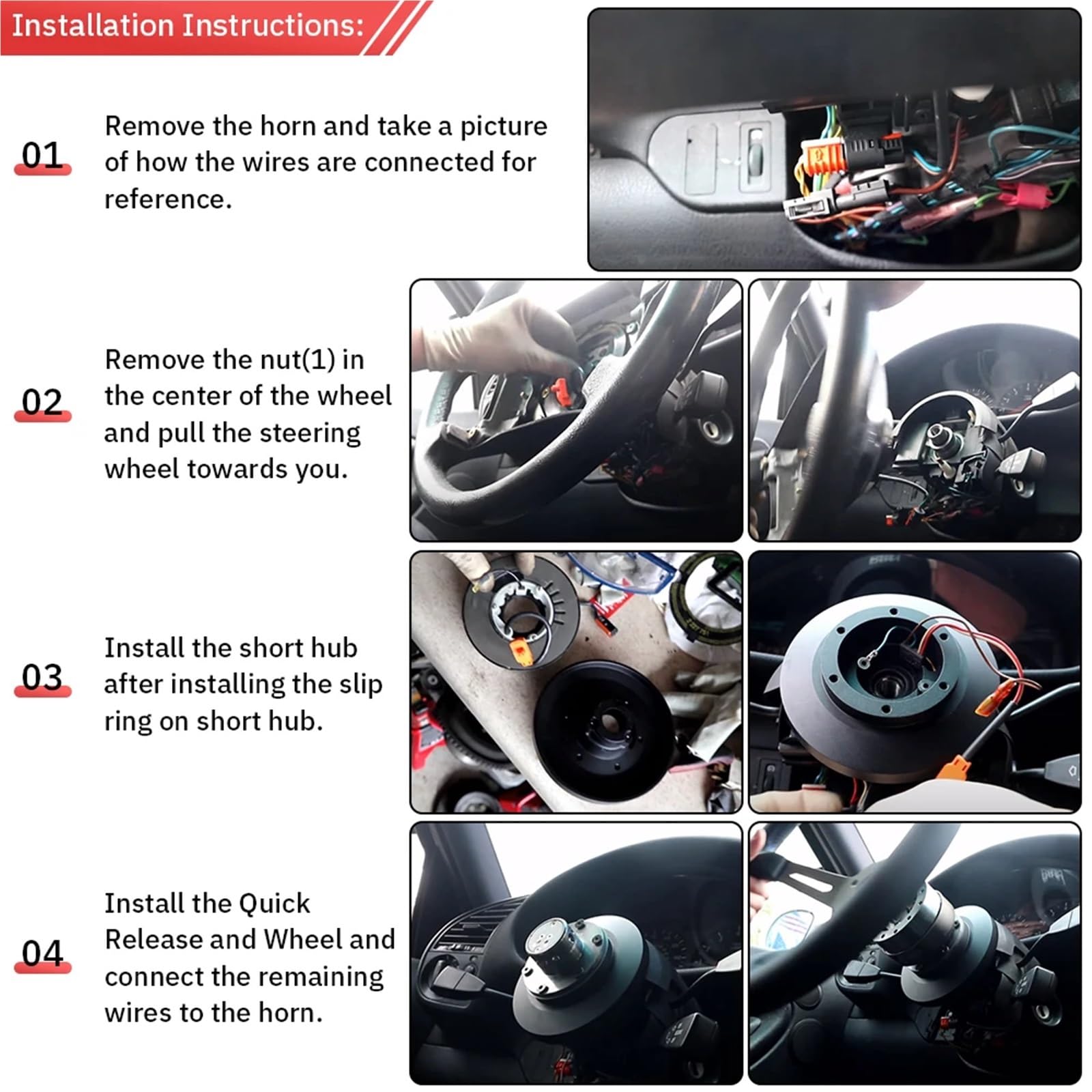 Ejes de Volante,Volante Hub Kit Adaptador De Cubo Corto De Aluminio Negro, Kit Adaptador De Cubo De Liberación Rápida, Uso Apto Para BMW E36 318