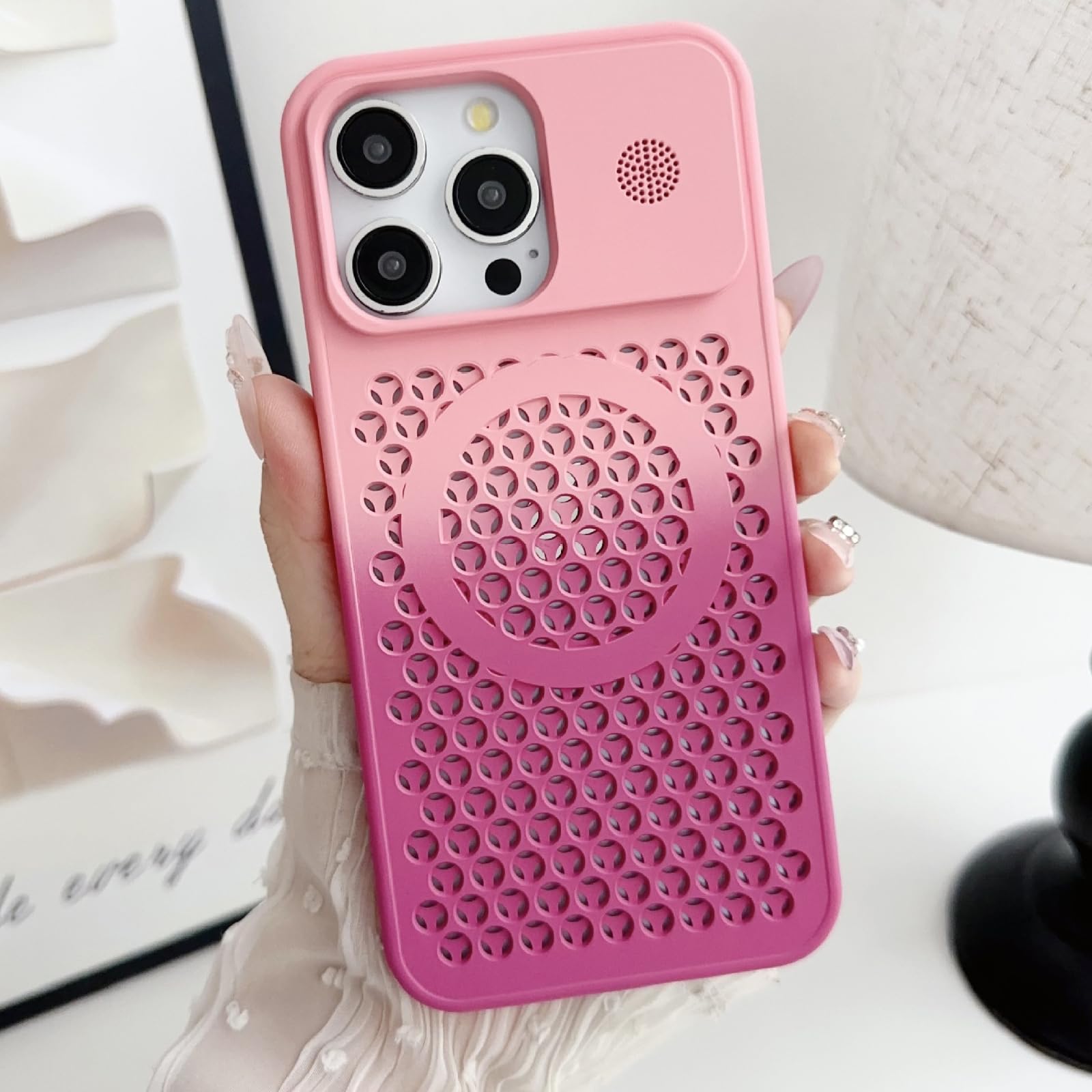 Compatible With IPhone 16 Pro Max Case, Hollow Mesh Heat Dissipation Cooling Phone Case Slim Shockproof Anti-fall Scratch-Resistant Protective Case Phone Cover For IPhone 16 Pro Max,Purple - View #3