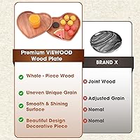 Vista 6 de VieWood Juego de 2 platos de madera con forma de corazón, platos clásicos irrompibles, fáciles de limpiar y ligeros para platos, aperitivos, postres