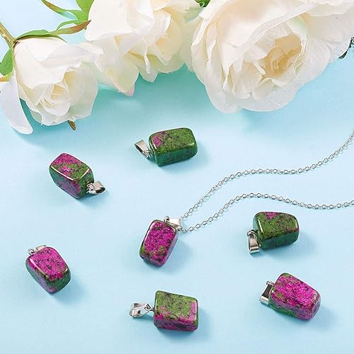 Miniatura 5 de DanLingJewelry 24 piezas de rubí natural en Zoisite Punto de curación Chakra Reiki Nuggets colgantes para collar, pendientes pulsera joyería