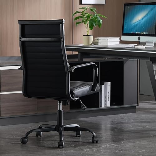 Miniatura 3 de Sillas de sala de conferencias, silla de oficina ejecutiva ergonómica, silla de escritorio de cuero acanalado con soporte lumbar, silla giratoria de