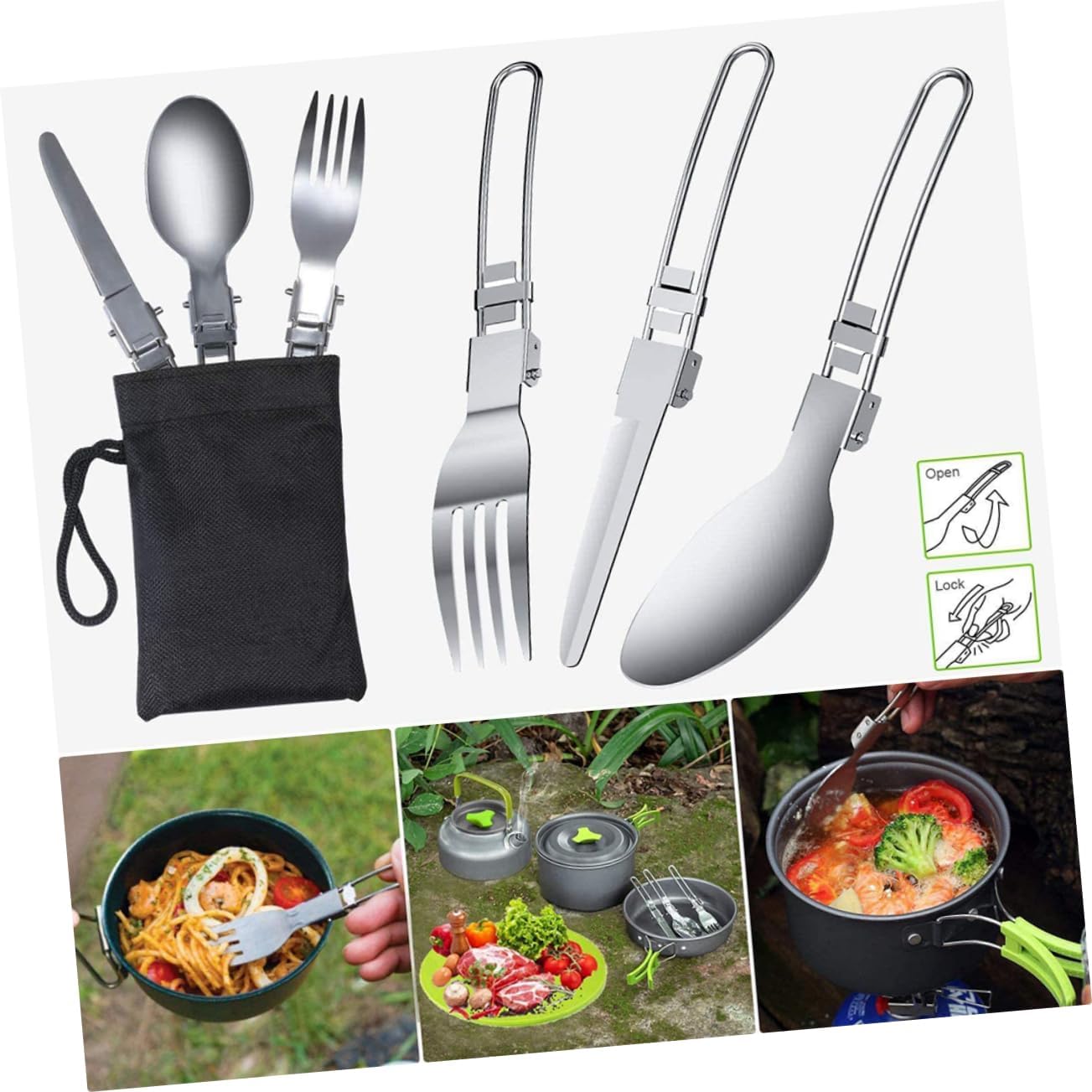 1set Outdoor Camping Cookware Multi-Functional Cooking Equipment for Camping Hiking and Picnics Portable and Lightweight Cooking Gear for Outdoor Adventures