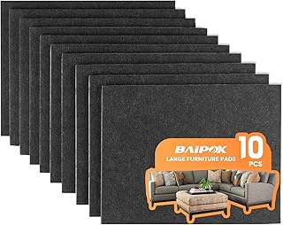 Felt Furniture Pads 10pcs 8" x 6" Adhesive Large Felt Pads, Cuttable Chair Leg
