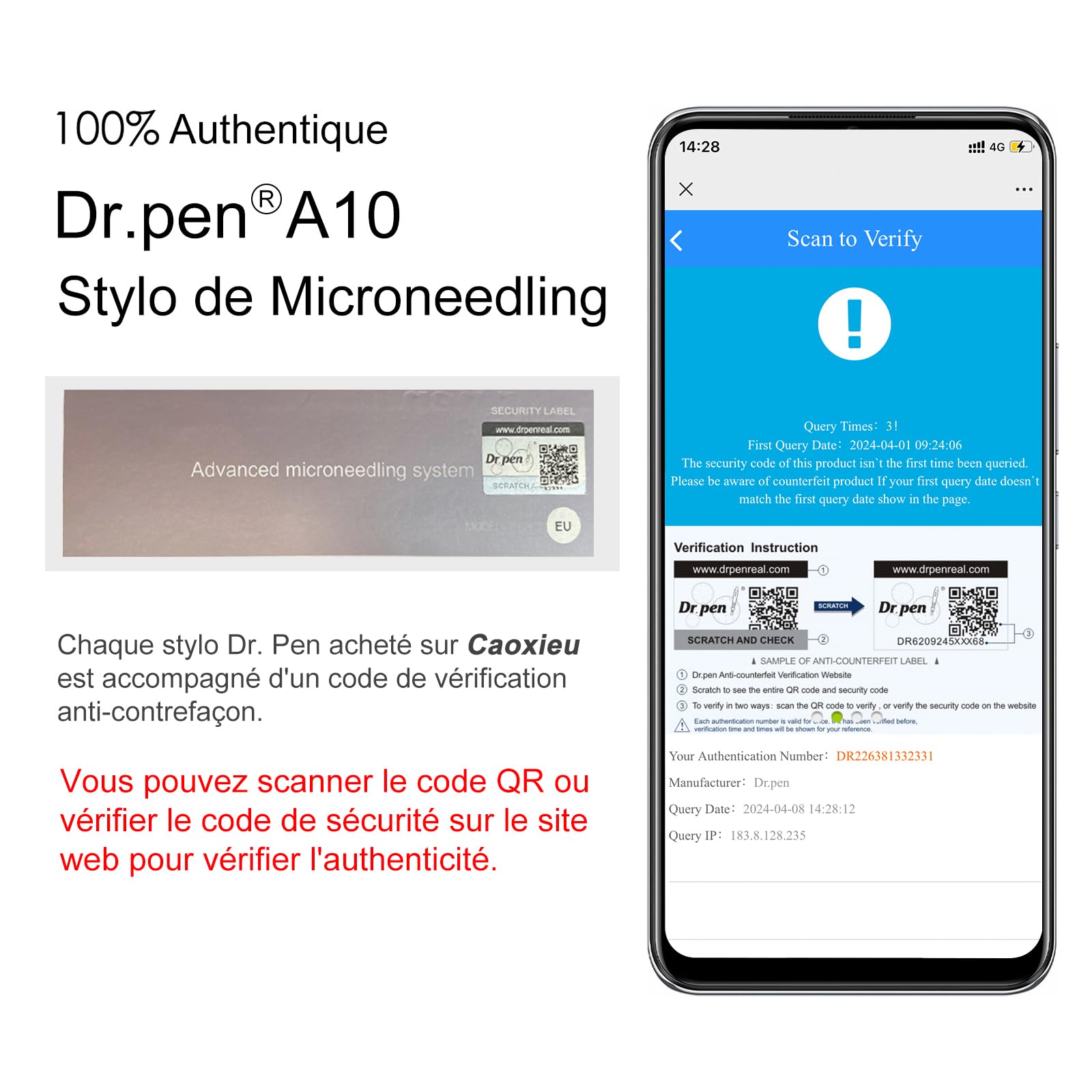 Dr.pen Ultima A10 Microneedling Pen - Dermapen Microneedling Professionnel Sans Fil Réglable pour le Visage, le Corps et la Croissance des Cheveux/Barbe avec 5 Cartouches - Meilleur Cadeau pour Femmes