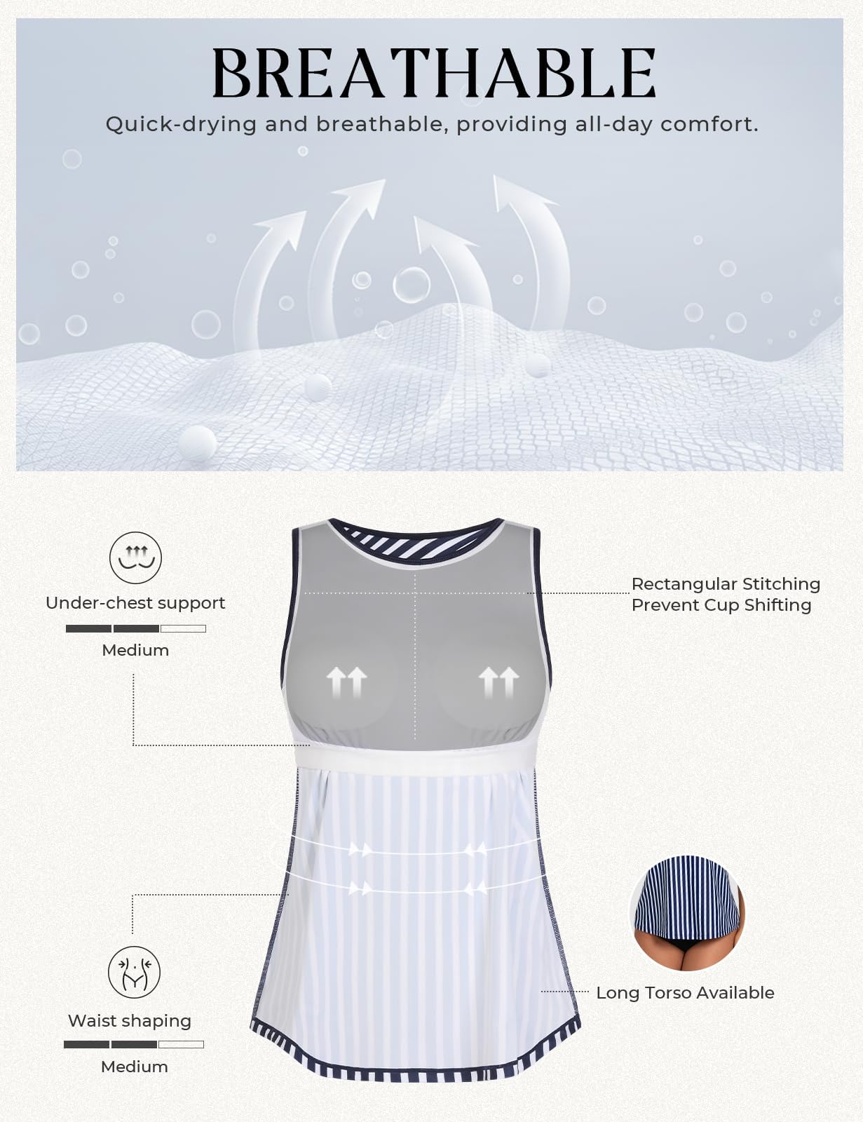 Hanna Nikole Haut tankini pour femme - Maillot de bain ventre plat - Débardeur modeste sans bas - Haut de bain de sport pour femme
