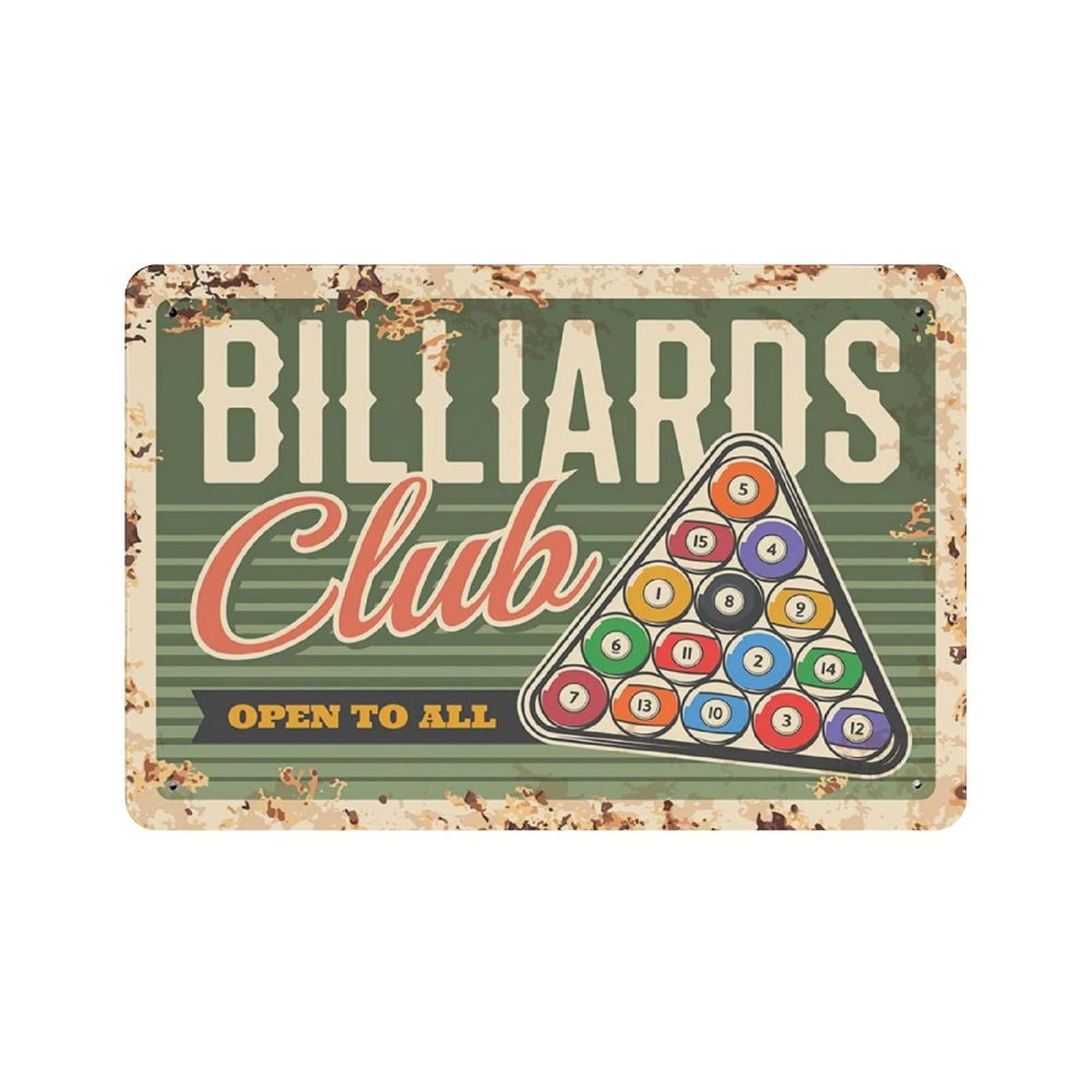 Metal Tin Sign Billiards Pool Snooker Vintage Tin Poster Metal Sign Wall Decoration Country Kitchen Home Garage Decor 8"x12"