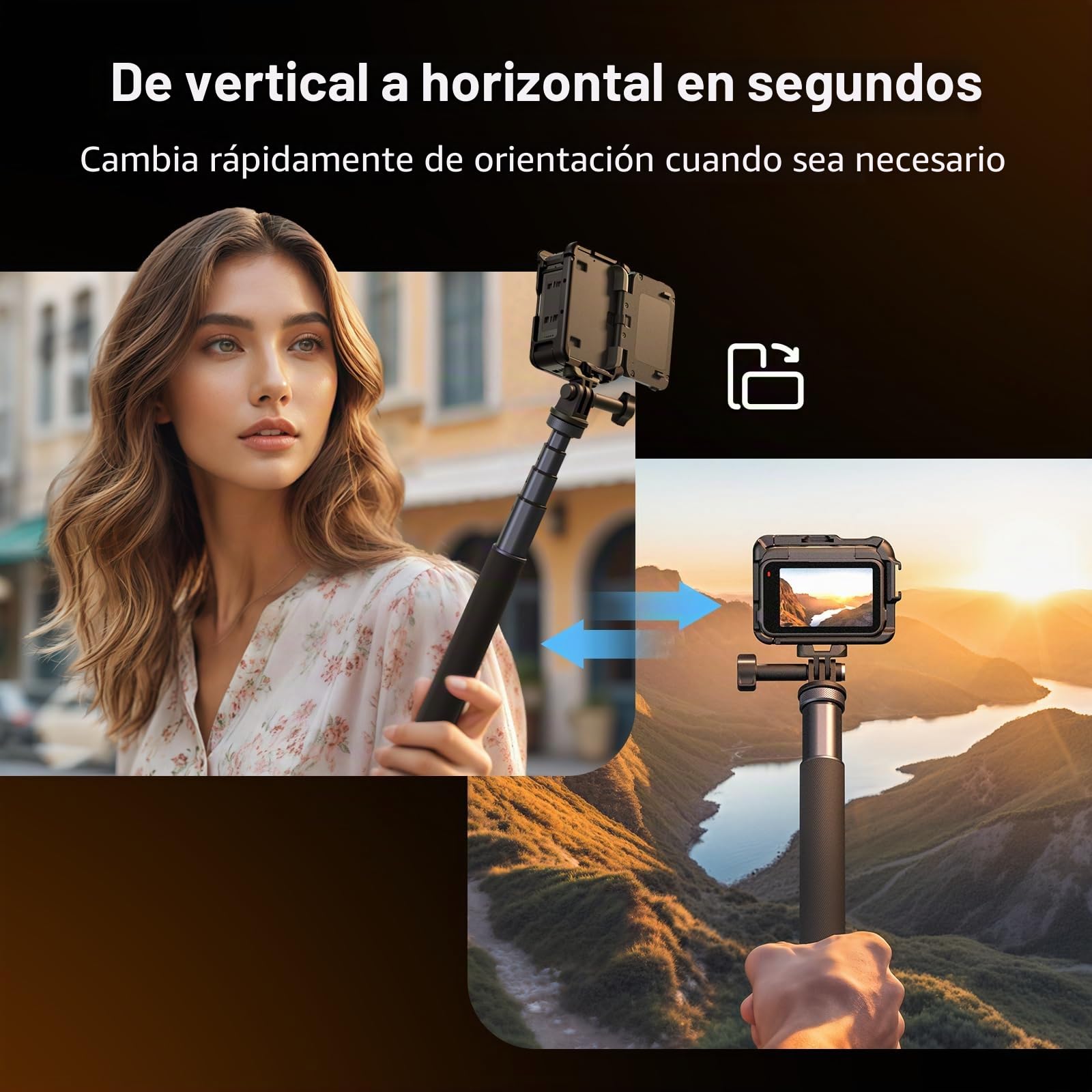 SmallRig Jaula de marco de utilidad para Insta360 Ace Pro 2/Ace Pro, soporta disparo horizontal y vertical, con garra de montaje y zapata fría para micrófono