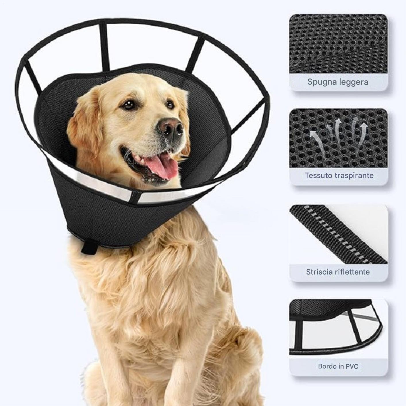Collare Cono Morbido per Cani - Scudo Regolabile Anti Leccamento