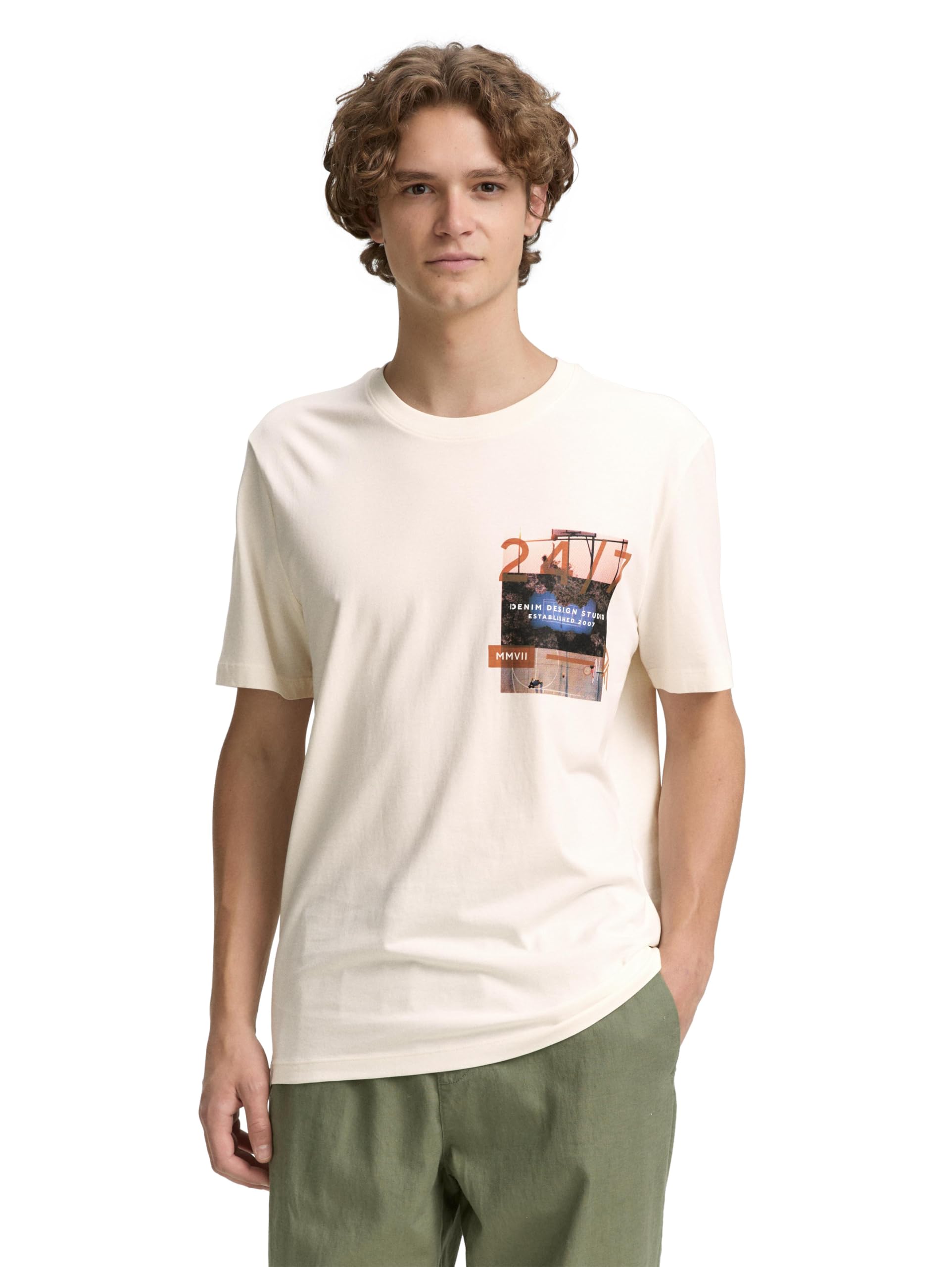 TOM TAILOR Denim Herren T-Shirt mit Foto-Print