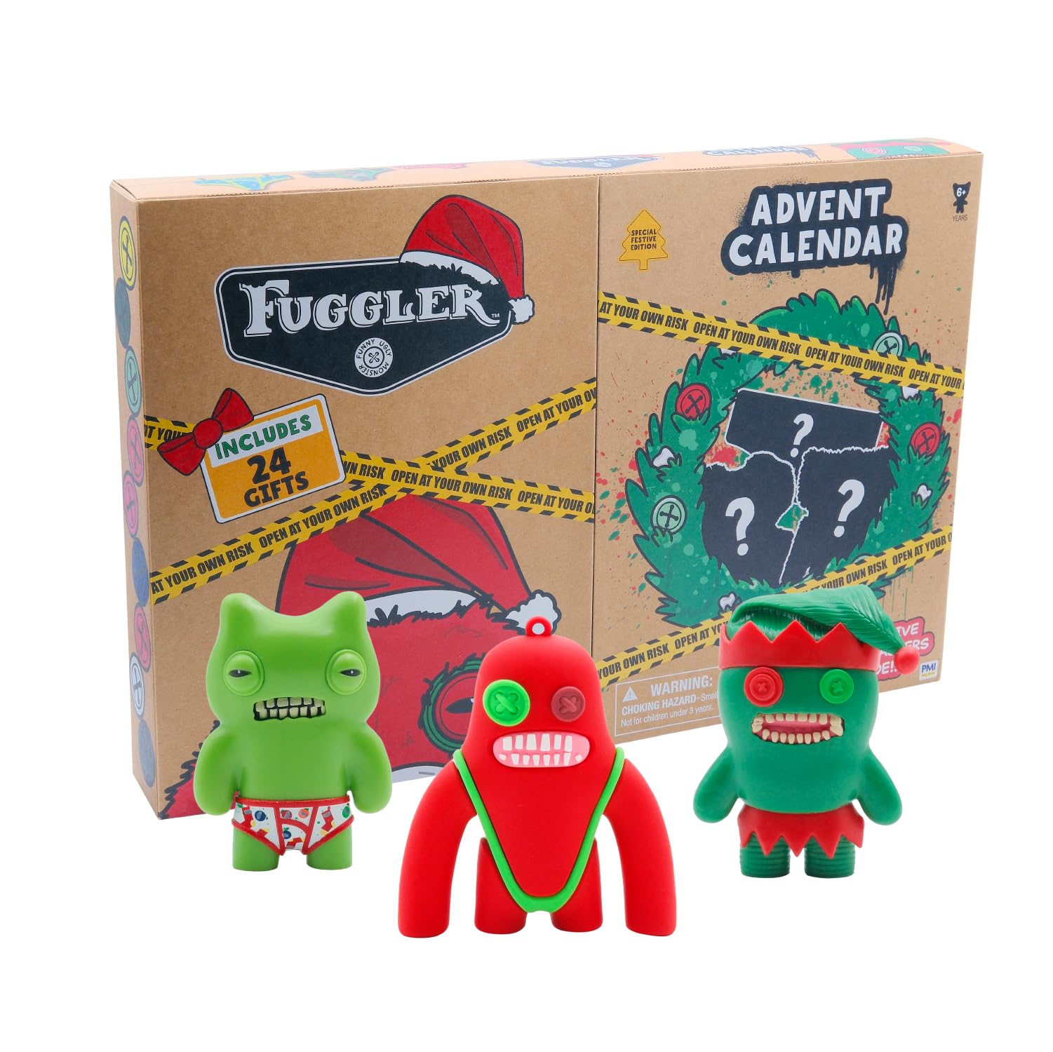 P.M.I. Fuggler Christmas Advent Calendar, 24 Holiday Surprises, Collectible Toys & Mystery Gifts Countdown Calendar