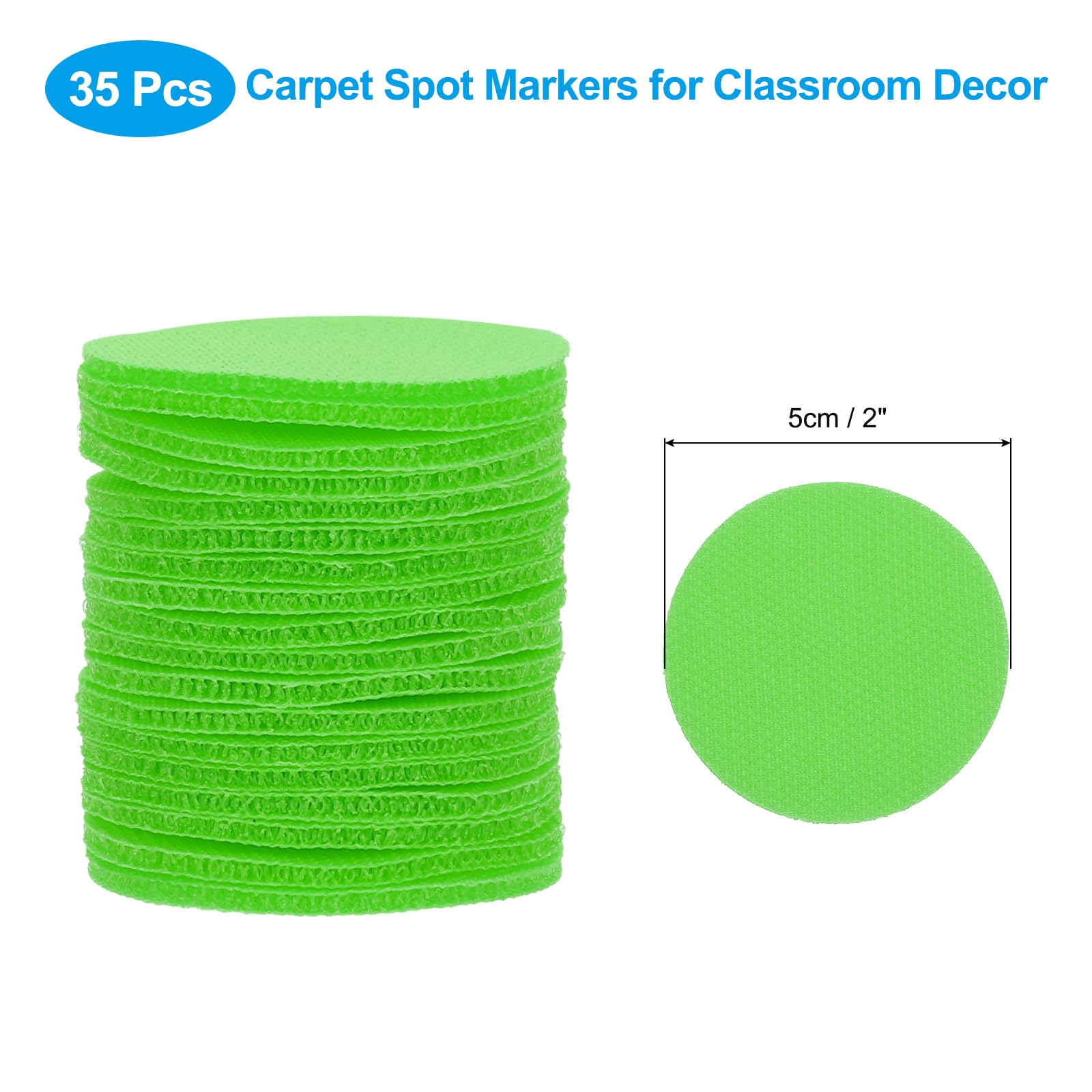 PATIKIL 2" Carpet Spot Markers, 35Pcs Circle Dot Markers Hook and Loop Carpet Spots for Decoration Elementary Preschool Teacher Green - Image 2