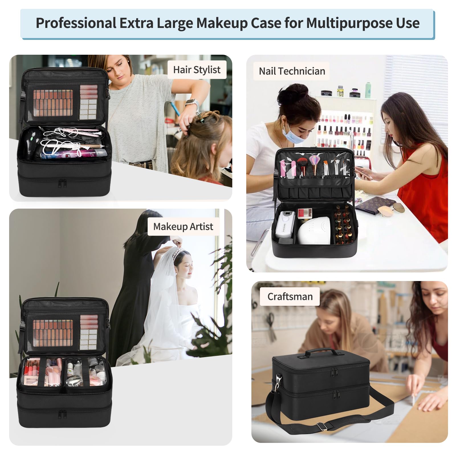 Professional Makeup Train Case with Detachable Compartments