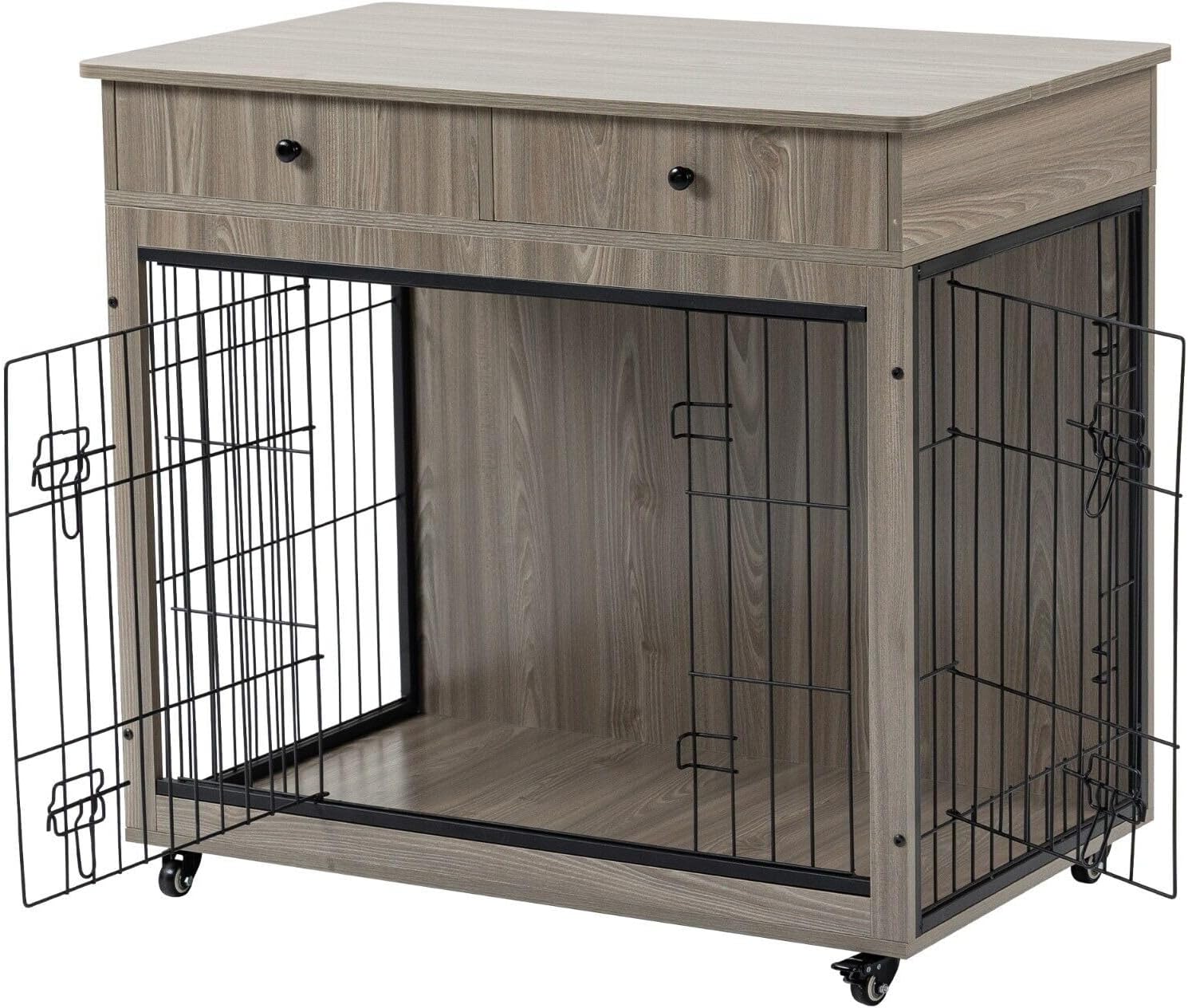31Inch Wooden Dog Crate Furniture HeavyDuty Metal
