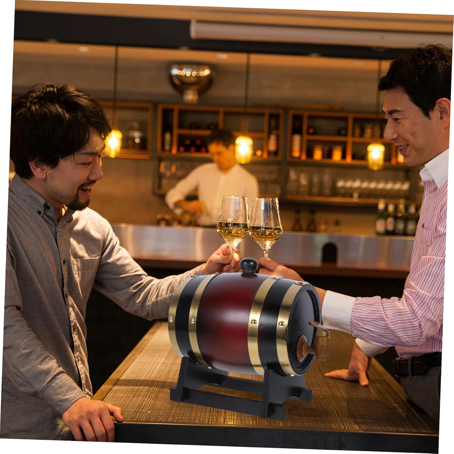 Cabilock Wooden Wine Barrel Dispenser for Beer Whiskey Home Bar Restaurant Decor