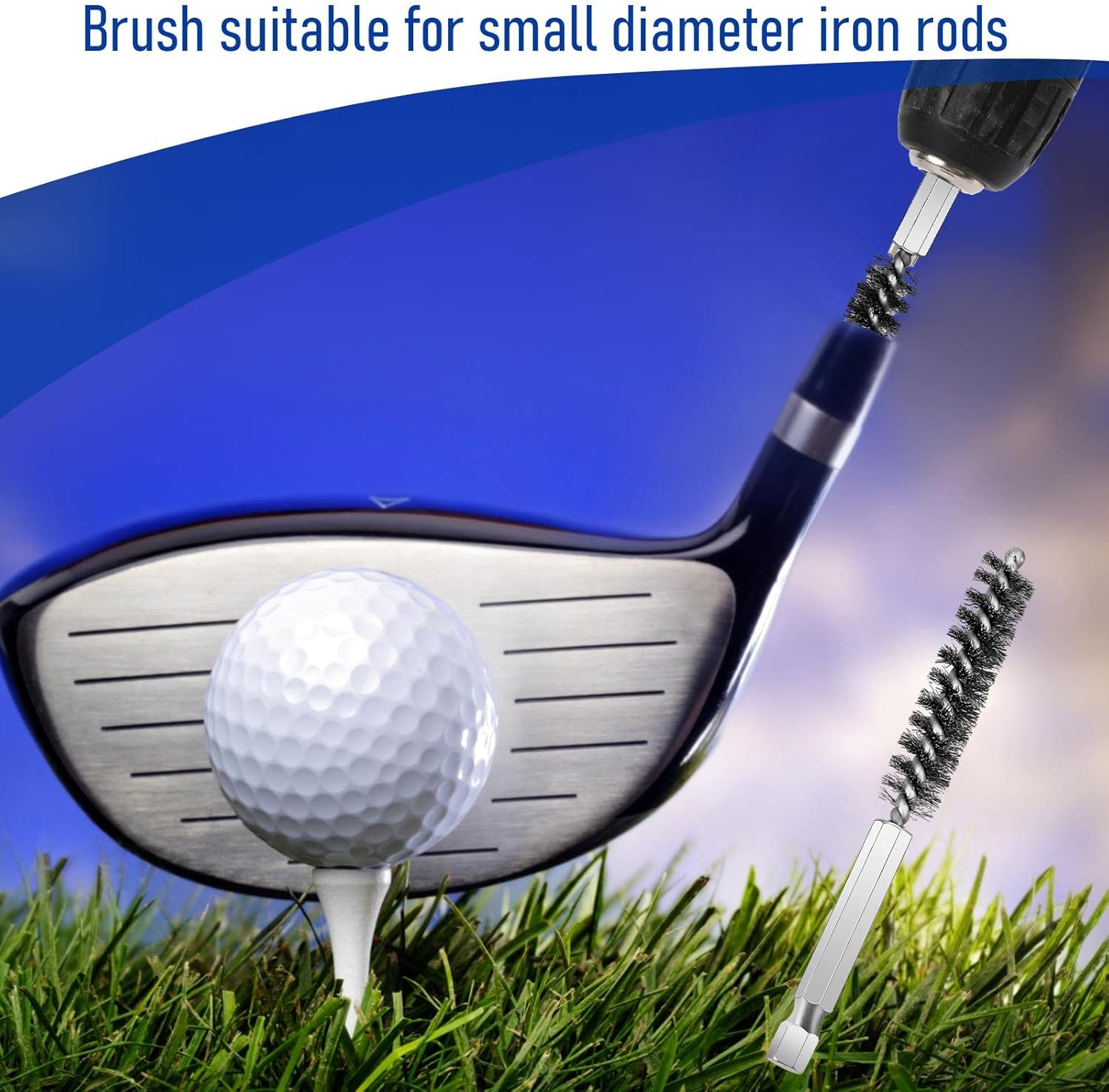 Golf Clubs Head Hosel Brush Stainless Steel Golf Club Wire Brush Golf Shaft Ferrules Cleaning Tool Electric Drill Wire Brush for Iron and Wood