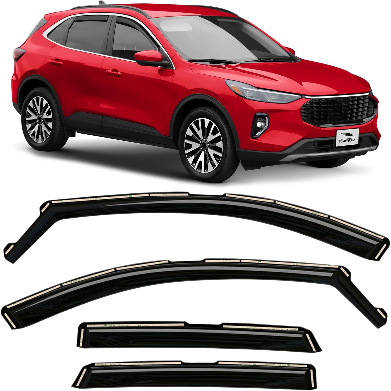 Voron Glass in-Channel Extra Durable Rain Guards for Kia Sportage 2017-2022, Window Deflectors, Vent Visors, 4 Pieces - 200310, Black