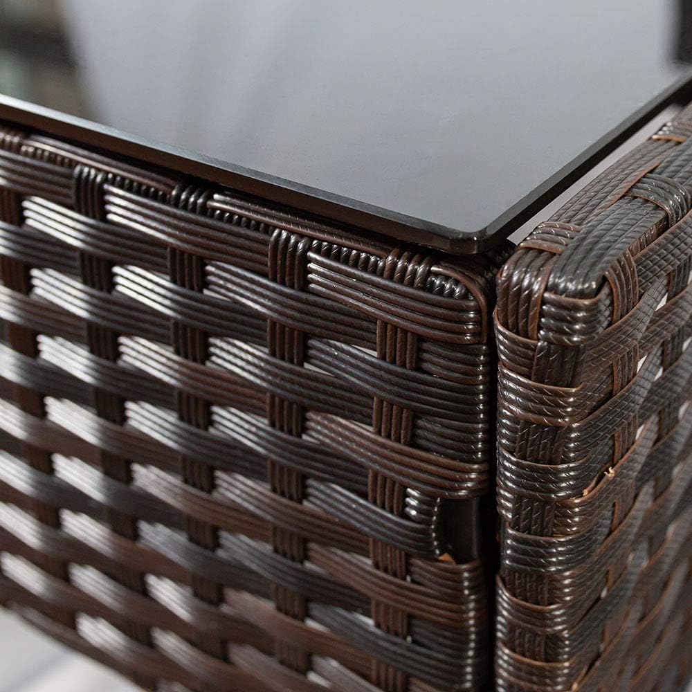 Patio Furniture, Outdoor Furniture,4 Piece Patio Furniture Set 4 Piece Outdoor Wicker Sofas Rattan Chair Wicker with Glass Table with Cushioned Seating,Outdoor Patio Furniture(Brown)