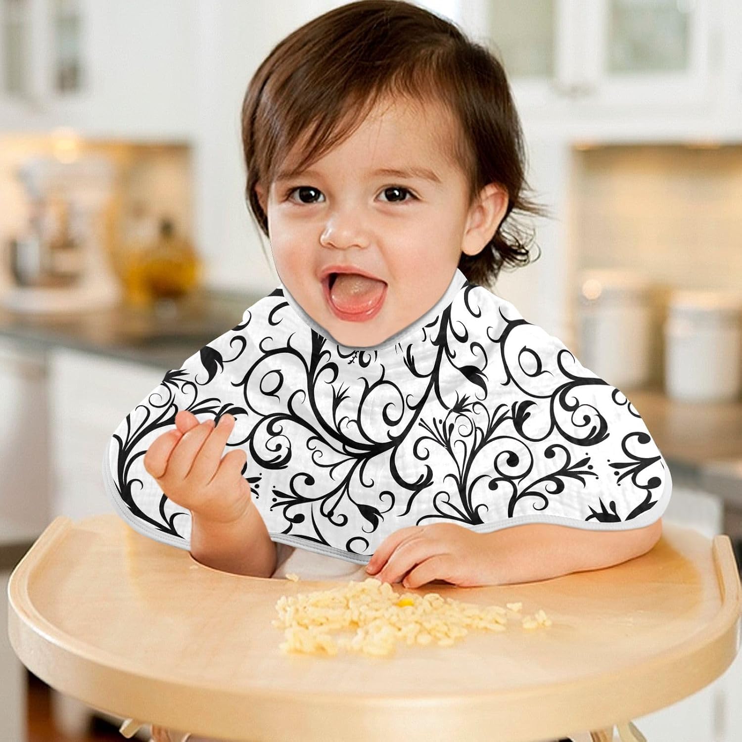 Black Mandala Muslin Baby Burp Cloths Feeding Cloths Face Towel Soft and Absorbent Bibs for Newborn Boys Girl- 4 Pack