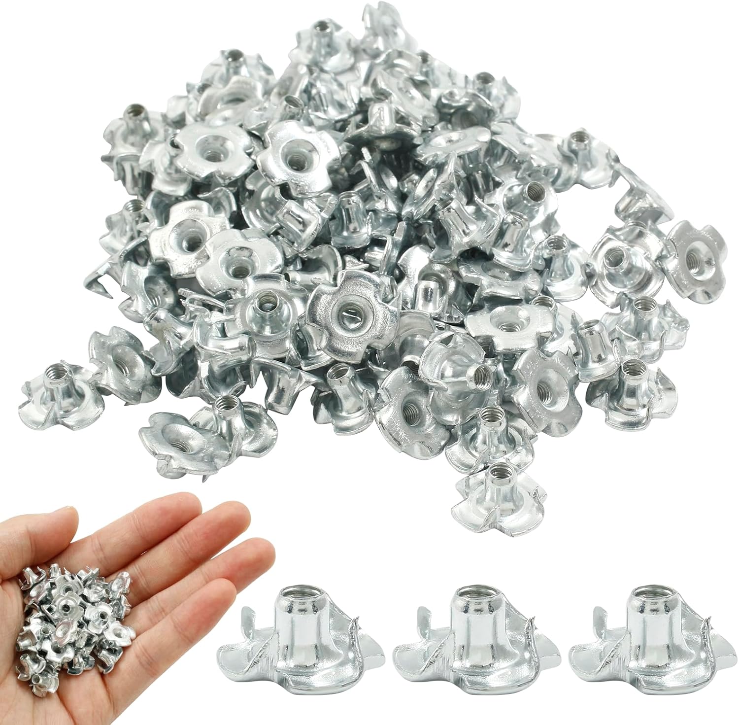 Kemcatui 100 Pcs M3 T Nut Carbon Steel Galvanized TNuts 4