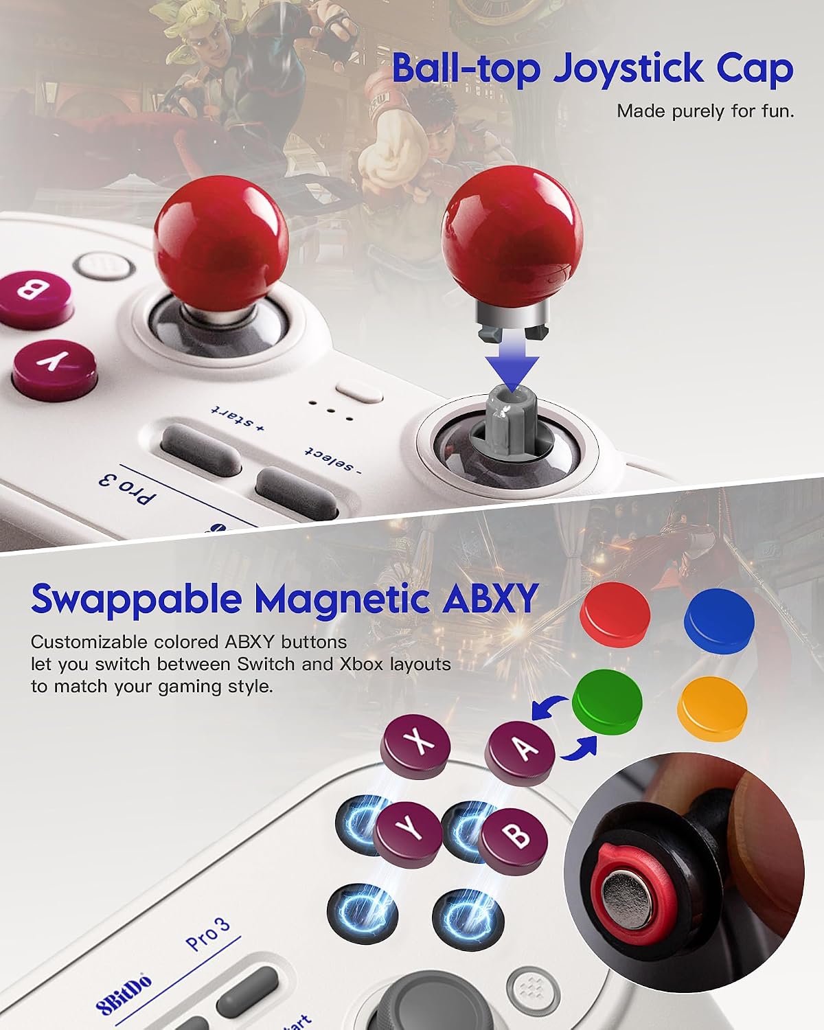 8Bitdo Pro 3 Bluetooth Controller (GB) - TMR Joysticks image 4