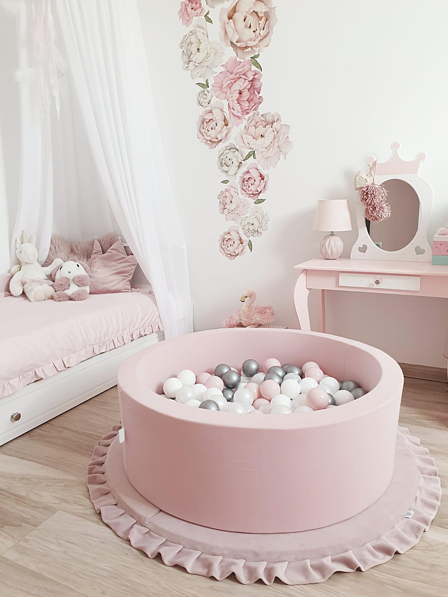 Runder Trockener Bällebad für Babys & Kinder 200 Bälle in Rosa 30x90 cm Baumwollstrickware Baumwollstrickware Waschbarer Bezug Kinderzimmer