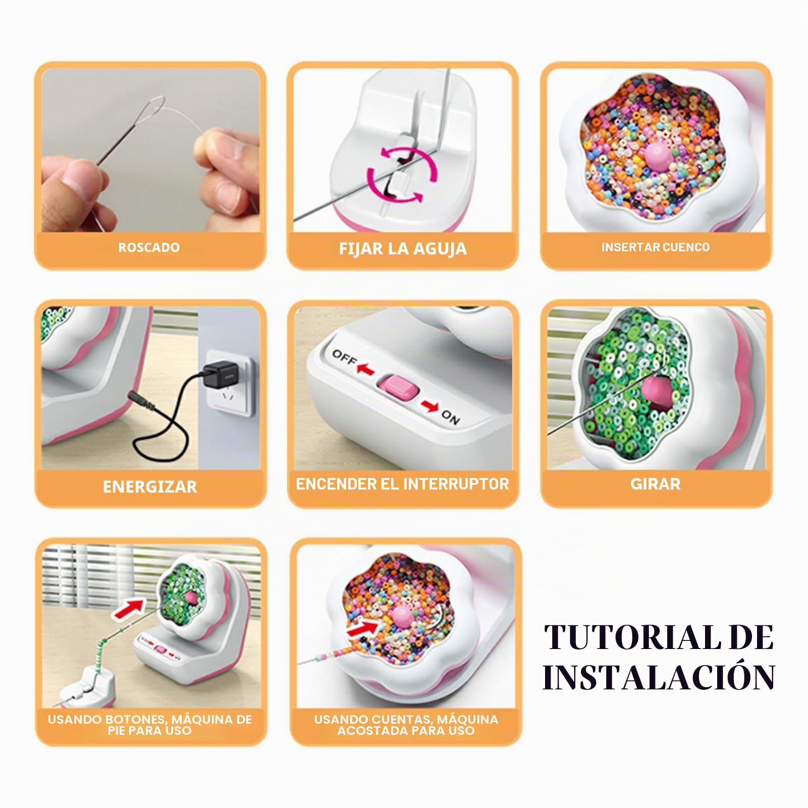 Campsie Máquina De Cuentas Giratoria, Giratorio Eléctrico De Cuentas para Hacer Joyas, Máquina para Hacer Pulseras con Carga USB, Máquina Giratoria De Cuentas para Pulseras De Joyería