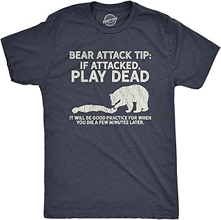 Crazy Dog T-Shirts Crazy Dog Mens T Shirt Bear Attack Tip Funny Camping T Shirt Sarcastic Sarcastic Hiking Tee