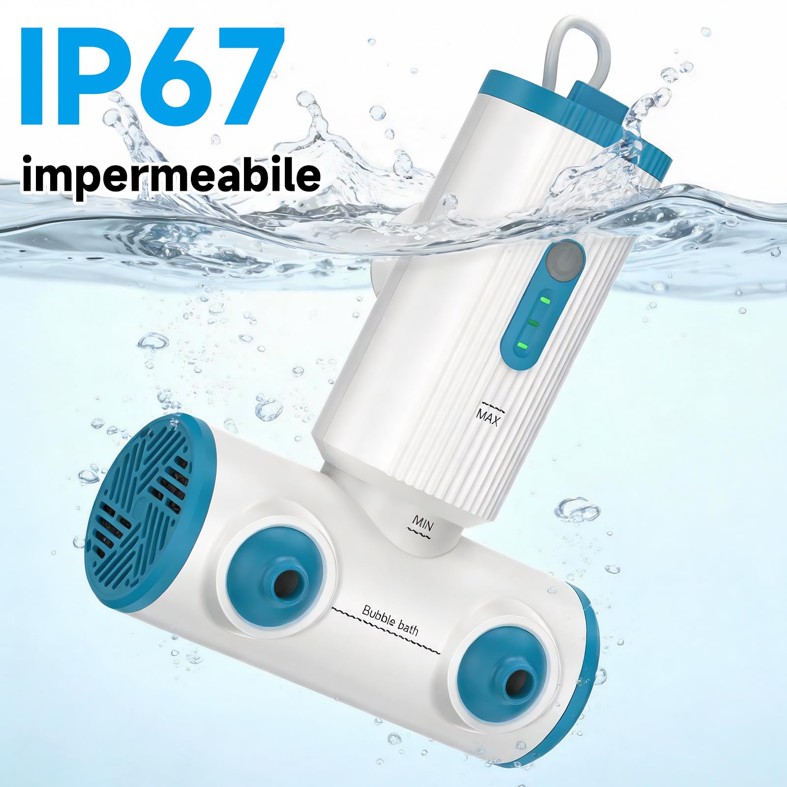 vasca idromassaggio,idromassaggio per vasca da bagno portatile con doppio getto,flusso d'acqua a 3 stadi, batteria wireless da 5000 mAh, accessori da bagno per donne, uomini