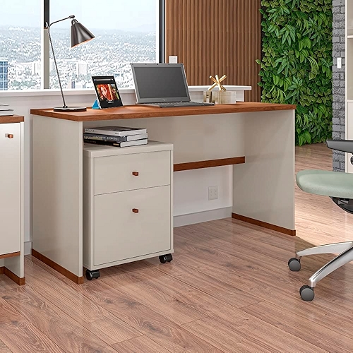 VIA NOSSA - Kit Escritório Office Escrivaninha e Gaveteiro Berlin - Vianossa Cor:off White...