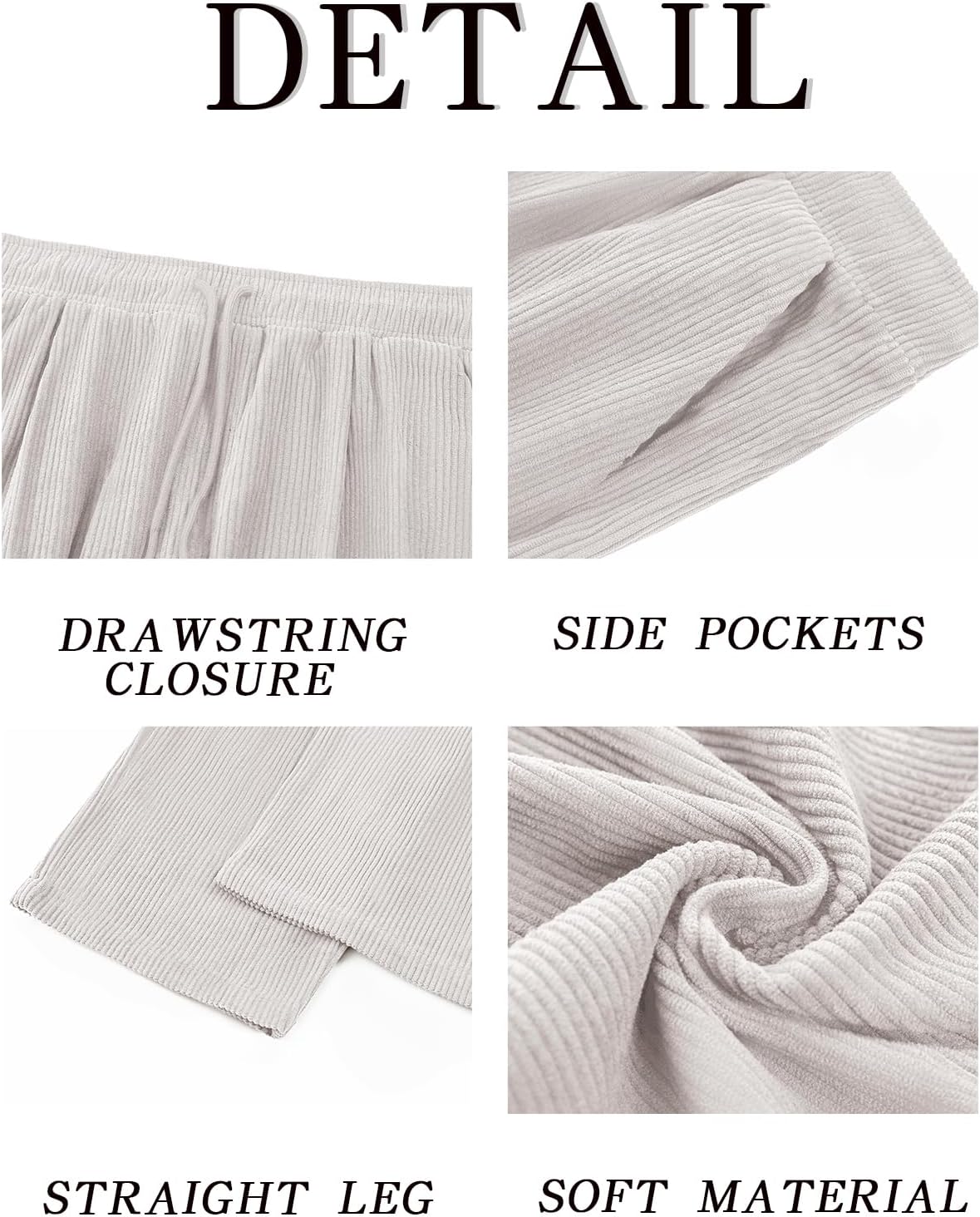 Runcati Mens Casual Corduroy Pants Elastic Waist Straight Leg Slacks Drawstring Loose Fit Trousers - Image 5