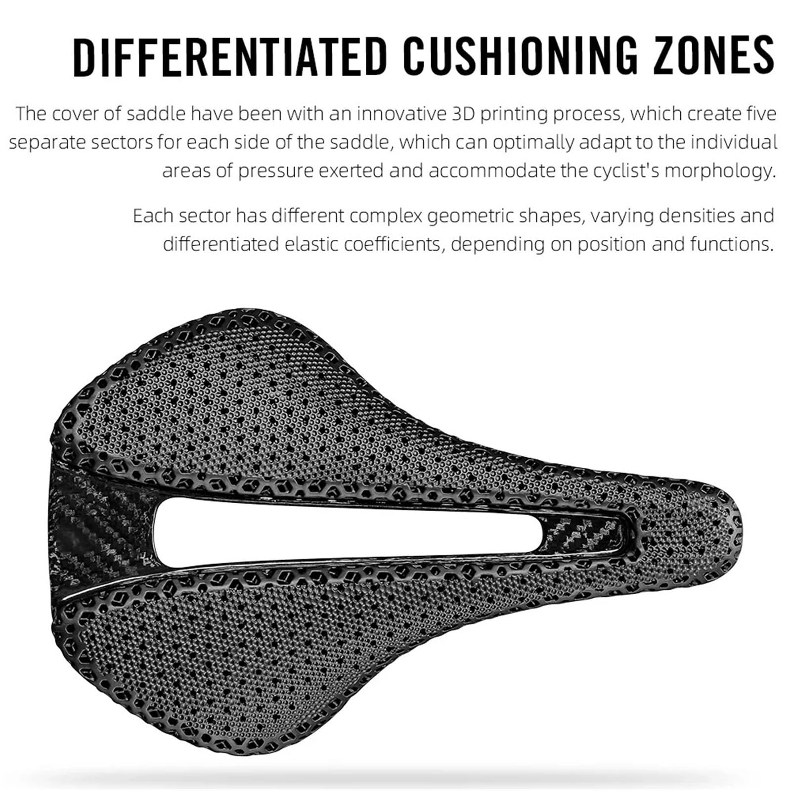 Generico Sella for Bici Eva Stampata in 3D Interamente in Carbonio | Larghezza 152/155 mm, binari 7*9 mm, sedile leggero da 120 g for triathlon, strada e MTB