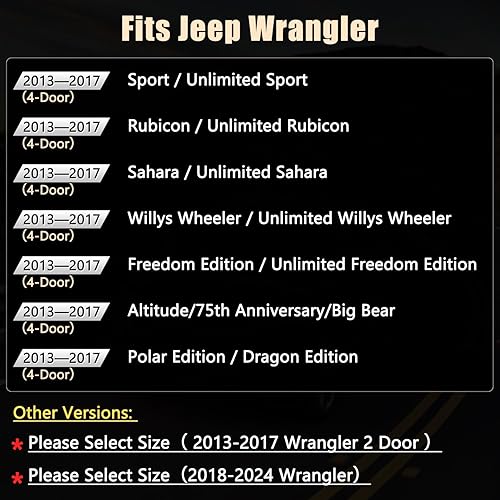 Miniatura 6 de GIANT PANDA Juego completo de fundas de asiento de coche personalizadas para Jeep Wrangler 4 puertas JK Sahara Sport Rubicon Unlimited Willys