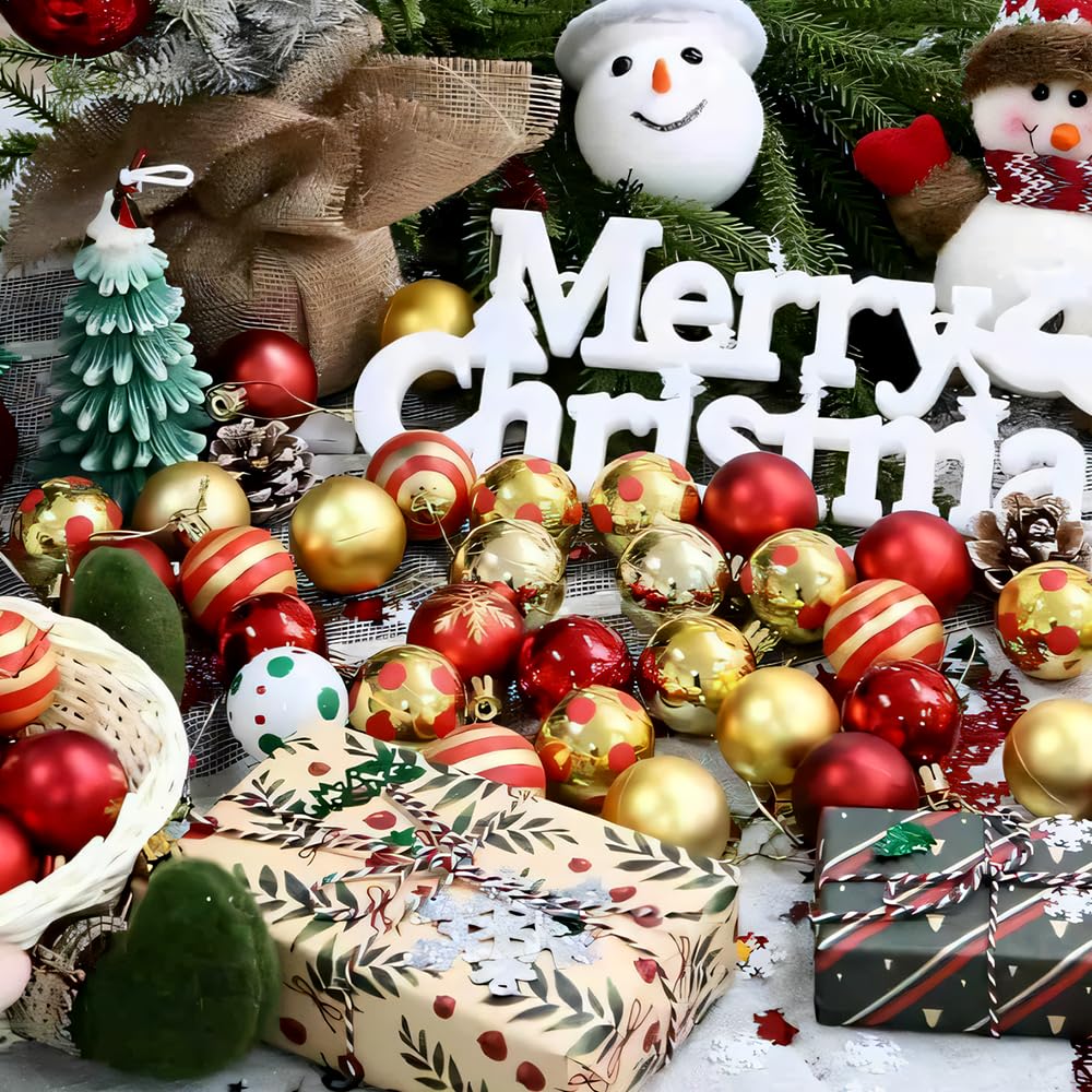Palline di Natale Infrangibili, 50 Pezzi Palline da Appendere per Decorazioni con Cordino, Ornamenti Albero di Natale, per Feste di Compleanno per Interni ed Esterni, Matrimoni, Natalizie