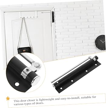 Automatic Door Closer, Stainless Steel Door Closer Front Retractable Slam with Sliding Door Stops Punch- Automatic Hinges